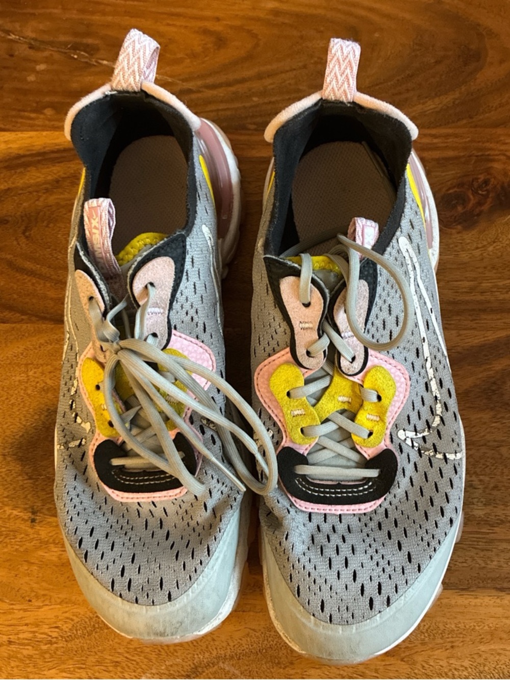 Nike Women’s Grey Sneakers with Pink & Yellow Accents